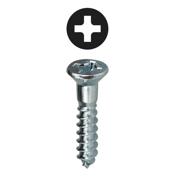 L.H. Dottie Wood Screw, #12, 2 in, Zinc Plated Carbon Steel Flat Head Phillips Drive, 50 PK PHFW122